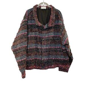 Allen Wah Knit‎ Cardigan Sweater Colorful Button Front Coat Jacket Art Lagenlook
